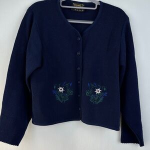 Vintage Vitabella Norway Embroidered Wool  Cropped Cardigan